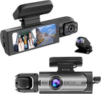 Dashcam Front and Rear Inside,Car Camera Dash Cam for Cars,Driving Recorder with IR Night Vision,Loop Recording,Wide Angle Lens,3.16 Inch IPS Screen,Parking Mode (Silver Gray)