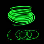 El Wire Green Interior Car LED Strip Lights, 10M Neon Wire USB 5V with Fuse Protection for Automotive Car Interior Decoration with 6mm Sewing Edge