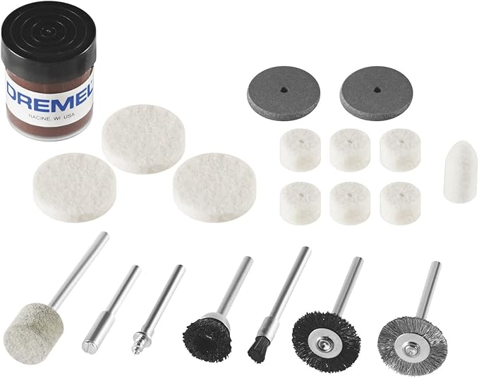 Dremel 684-01 20-Piece Cleaning & Polishing Rotary Tool Accessory Kit with Case - Includes Buffing Wheels, Polishing Bits, and Polishing Compound