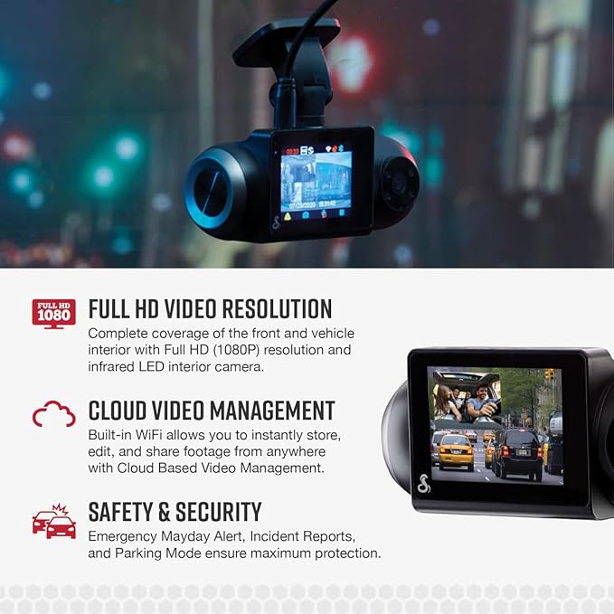 Cobra Smart Dash Cam with Interior Cam (SC 201) - Full HD 1080P Resolution, Built-in WiFi & GPS, Live Police Alerts, Incident Reports, Emergency Mayday, Drive Smarter App, 16GB SD Card Incl.