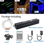 AZIMOM RGB 12LED Meteor Shooting Star Kits 240pcs 0.03in 13.1ft Colorful Shooting Star Fiber Optic Meteor Kits for Car Home Roof Ceiling