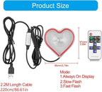 Car LED Ambient Light, Love Heart USB Vehicle Neon Lighting with Remote Control for Triangle or Back Window, Car Interior Accessories for Car, Bedroom, Party (Red)