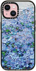CASETiFY Impact Case for iPhone 15 [4X Military Grade Drop Tested / 8.2ft Drop Protection/Compatible with Magsafe] - Paint Prints - Nantucket Blue Hydrangeas - Clear Black