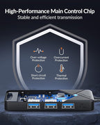 GiGimundo USB C Hub for Laptop, 4 Ports USB Hub 3.0 with SD Card Reader, USB C to USB Hub Multiport Adapter 5Gbps Transfer for Laptop, MacBook, iPad, Dell, Chromebook, Keyboard, Mouse, Black
