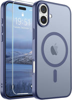 SUPFINE Magnetic for iPhone 16 Plus Case (Compatible with MagSafe) (Military Grade Drop Protection) Slim Translucent Matte Shockproof with Anti-Fingerprint Phone Case,Lavender Gray