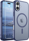 SUPFINE Magnetic for iPhone 16 Case (Compatible with MagSafe) (Military Grade Drop Protection) Slim Translucent Matte Shockproof with Anti-Fingerprint Phone Case,Lavender Gray