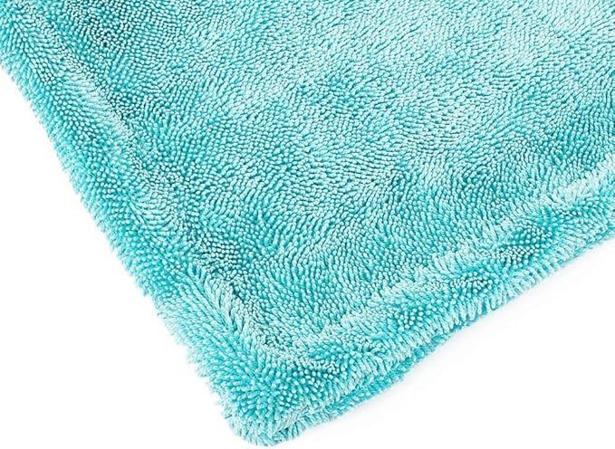 DM_Stores Microfiber Car Drying Towel, Teal and Gray, Edgeless Plush Cloth for Polishing, Drying, and Detailing