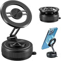 Vacuum Magnetic Phone Holder for Car, 360° Ajustable Car Holders for Magsafe,Ultra Strong Suction Cup Phone Mount, Foldable Cell Phone Holders for Car/Gym/Mirror Bracket for iPhone & Android