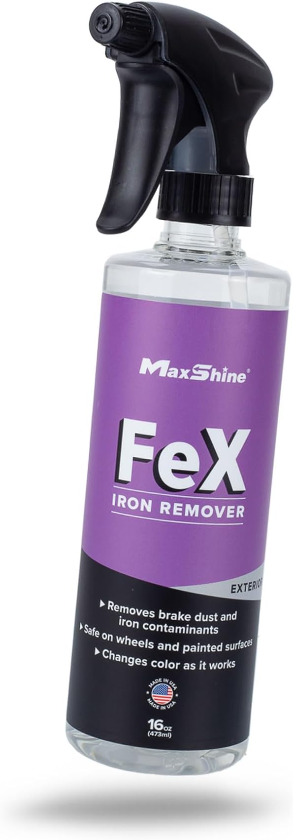 Maxshine FEX Iron Remover & Wheel Cleaner, 16oz, Unscented Liquid | Contaminant Removal, Safe for Paint, Wheels, Chrome | Visible Action for Automotive Detailing