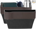 HARFINGTON 2pcs Car Seat Gap Filler Organizer 10.2 x 6.5 x 3.1 Inch ABS+Leather Universal Car Organizer Storage Box Between Seat and Console (Left+Right) with Cup Holders for Phone, Brown