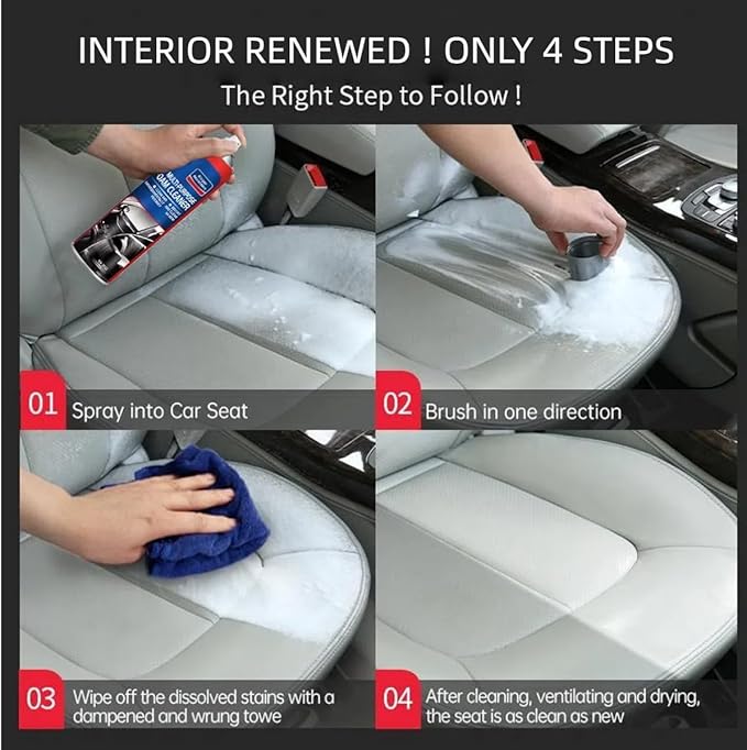 Glodway Leather Cleaner,Odor Eliminator With Brush,Foam Spray,Great For Car Interior,Seats,Leather,Fabric,Upholstery,Plastic,Dashboard More,Peach Scent,21.98 OZ (2 Pack)