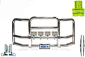 Full Front Bumper Grille Deer Moose Brush Guard Compatible with Peterbilt 579 2013-2020 - Chrome Square - 4x 6 inch 60 LED Light, License Plate Holder, Bracket, Windshield Wipers, Vest Included
