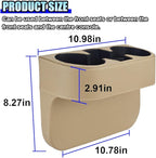 ZIMISI Car Cup Holder, PU Leather Auto Front Console Gap Filler Organizer, Multifunctional Cup Drink Holder, Car Seat Gap Filler Storage Box, Coin Bucket, Cell Mobile Phone Holder (Beige)