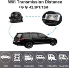 Wireless Backup Camera,1080P HD Magnetic Rear View Camera for Truck/RV/Trailer, Works with CarPlay & Android Auto/in‑Dash Screen, No‑Drill Install, Rechargeable Battery, Night Vision, IP68