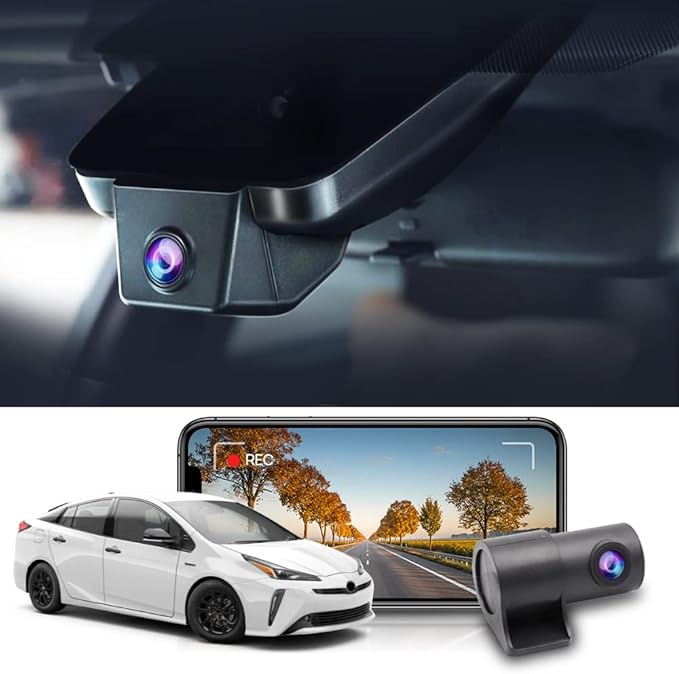 Fitcamx Front 4K+Rear 1080P Dash Cam Adapts for Toyota Prius 2018-2022 (Part No#86466-47021) 4th Gen/XW50, OEM Factory Look, Dual HD Video, WiFi & APP, Loop Recording G-Sensor, Easy to Use, 128GB Card