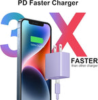 iPhone 17 16 15 Charger Fast Charging 2+2Pack 20W USB C Wall Charger with 10FT Fast Charging Cable Compatible with iPhone 17/17 Air/17 Pro/17 Pro Max/iPhone 16/15 Series, iPad Pro/AirPods-Purple