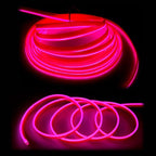 El Wire Pink Interior Car LED Strip Lights, 5M Neon Wire USB 5V with Fuse Protection for Automotive Interior Decoration, with 6mm Sewing Edge
