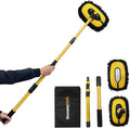 YeewayVeh Car Wash Brush Mop with Long Handle, 55" Car Wash Brush with 2 Replaceable Microfiber Mop Heads, 15° Curved Extension Pole Auto Cleaning Wash Kit for Truck SUV RV Camper, Yellow