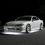 LEDGlow 4pc White LED Flexible Car Slimline Underbody Underglow Accent Neon Lighting Kit - 4 Unique Patterns - Water Resistant, Low Profile Light Tubes - Includes Control Box & Remote