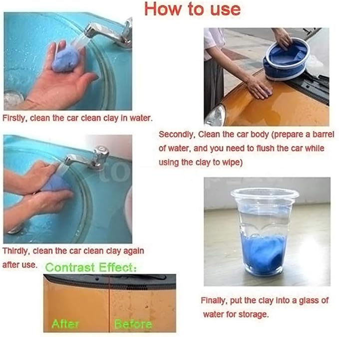 5PCS Car Cleaning Clay Bar,Auto Detailing Clay Bar Car Detailing Clay Bar Washing Adsorption Capacity Car Wash Cleaner Tool Clay Bar,Blue