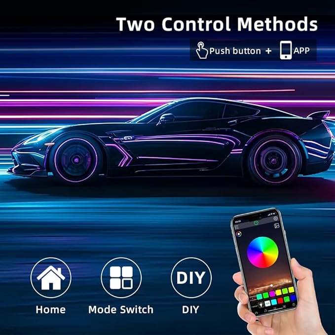Acrylic Interior Car LED Strip Light, Dreamcolor 18-in-1 RGB Ambient Lighting with APP, 16 Million Colors 175in 600LED Music Sync Lights for Night Driving, Home, Camping & Gift Decor