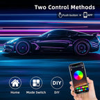 Acrylic Interior Car LED Strip Light, Dreamcolor 6-in-1 RGB Ambient Lighting with APP, 16 Million Colors 175in 600LED Music Sync Lights for Night Driving, Home, Camping & Gift Decor