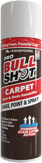 Horsepower Bull Shot Carpet Spot & Stain Remover, AS SEEN ON TV, Made In USA, Just Point & Spray, Stain-Lifting Foam-Action, Coffee, Soda, Wine, Grease, New & Old Stains & More