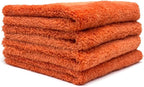 Autofiber Korean Plush Premium Edgeless Microfiber Detailing Towels (16"x16") 4-Pack (Orange)