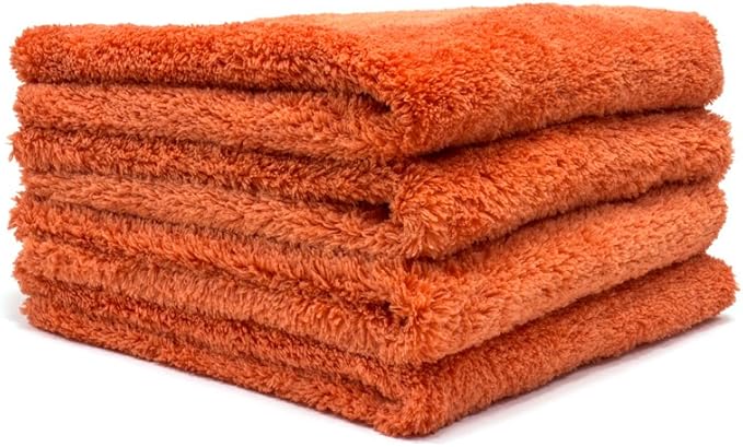 Autofiber Korean Plush Premium Edgeless Microfiber Detailing Towels (16"x16") 4-Pack (Orange)
