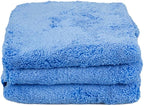 Maxshine 16”x16” Universal 380GSM Blue Zero Crazy Microfiber Towel Cleaning Cloth with Blue Silk Border - Ultra-Soft & Absorbent, Ideal for Car Detailing & Cleaning