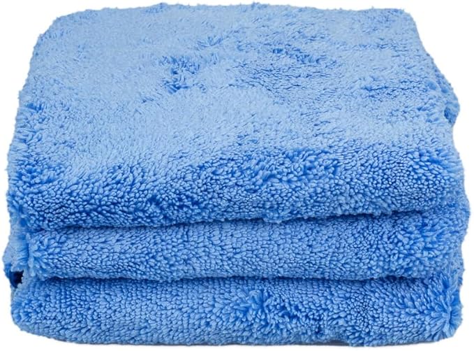 Maxshine 16”x16” Universal 380GSM Blue Zero Crazy Microfiber Towel Cleaning Cloth with Blue Silk Border - Ultra-Soft & Absorbent, Ideal for Car Detailing & Cleaning