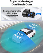 Dash Cam Front Rear 4K/1080P, Dash Camera for Cars Build in WiFi, Full HD Dash Cam with APP Control, 3.94‘’ IPS Screen Dash Camera with 32GB SD Card, G-Sensor, WDR, 24Hr Parking Mote, Loop Recording