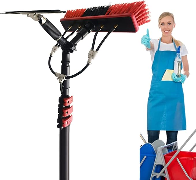 Window Cleaning Pole Kit, Water Fed Pole Kit Window Cleaning Pole Water Fed Telescopic Brush Extendable Cleaner Conservatory Roof-24FT (18FT)