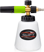 Swift Premium Foam Cannon for Pressure Washer – Heavy Duty Foam Sprayer for Car Wash | ¼ Inch Quick Connector | Adjustable Wide Mouth for Extra Thick Snow Foam | Holds 1 Liter of Soap!