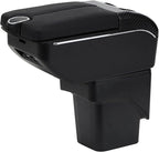 AULPHIKE Compatible with Ford Focus Armrest 2 Mk2 2005-2011 Car Center Console Organizer Armrests Double Door Storage with USB Ports（Black Style）