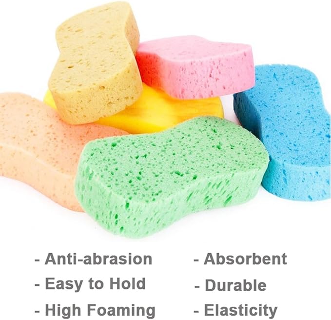 Lantee Large Sponges - Big 10 Pcs High Foam Cleaning Washing Sponge Pad for Car, Household Cleaning and Water Games, 8.5" L x 4.3" W x 2.56" Th