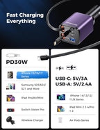 [Upgraded] 6 in 1 Retractable Car Charger, SUPERONE Smaller Fast Car Phone Charger 99W with Cord, USB C and iPhone Car Charger Adapter, Compatible iPhone 17/17 Pro Max/16/15/14/13/12/11, Sumsung