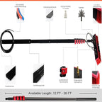 12ft-36ft Water Fed Pole Kit with Telescopic Brush for Window Cleaning, Car Wash & Solar Panels - Includes 20m Hose for Home & Commercial Use