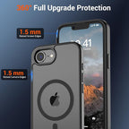 SUPFINE Magnetic for iPhone 17e Case/iPhone 16e Case (Compatible with MagSafe)(Military Grade Drop Protection) Slim Translucent Matte Shockproof with Anti-Fingerprint Phone Cover,Black