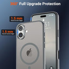 SUPFINE Magnetic for iPhone 16 Case (Compatible with MagSafe) (Military Grade Drop Protection) Translucent Matte Shockproof Phone Cover,Gray