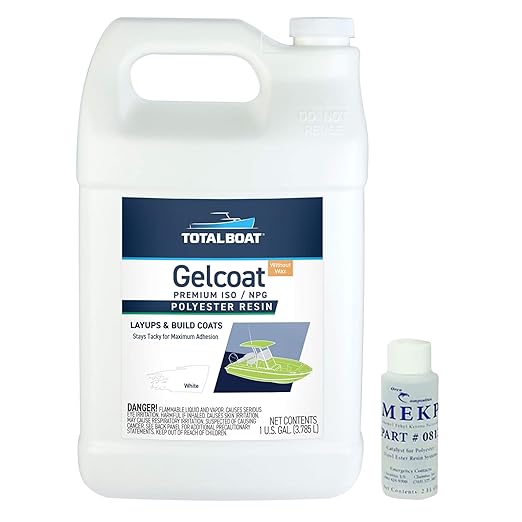 TotalBoat Marine Gelcoat for Boat Building, Repair and Composite Coatings (White, Gallon No Wax)