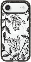 CASETiFY Impact iPhone Air Case [Slim/Compatible with Magsafe / 8.2 ft. 4X Military Grade Drop Protection] - Botanical Jasmine - Clear Black