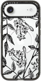 CASETiFY Impact iPhone Air Case [Slim/Compatible with Magsafe / 8.2 ft. 4X Military Grade Drop Protection] - Botanical Jasmine - Clear Black
