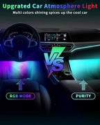 YM E-Bright RGB LED Strip Lights for Car App Control with Remote Led Lights car Interior with Charger Music Sync Under Dash Footwell Neon Lighting Kit w/USB Cable DC 12V