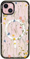 CASETiFY Impact iPhone 15 Plus Case [4X Military Grade Drop Tested / 8.2ft Drop Protection/Compatible with Magsafe] - Dreamy Floral Pattern - Clear Black