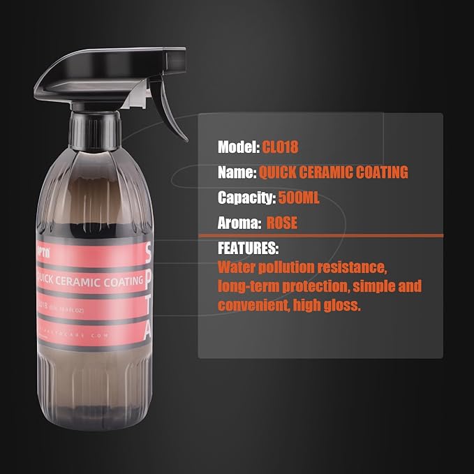 SPTA Quick Ceramic Paint Sealant, 16oz 500ml Coating Maximum Gloss & Shine ceramic wax, car coating spray Extremely Hydrophobic Spray Coating for Cars, RVs, Motorcycles, Boats, and ATVs