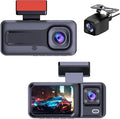 1080P Dash Camera for Car,3 Channel Dash Cam Front and Rear Inside G-Sensor, 3.16” IPS Screen, 24Hr Parking, 170°Wide Angle, Loop Recording, IR Night Vision (Dark Black)