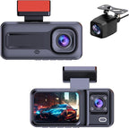 1080P Dash Camera for Car,3 Channel Dash Cam Front and Rear Inside G-Sensor, 3.16” IPS Screen, 24Hr Parking, 170°Wide Angle, Loop Recording, IR Night Vision (Dark Black)