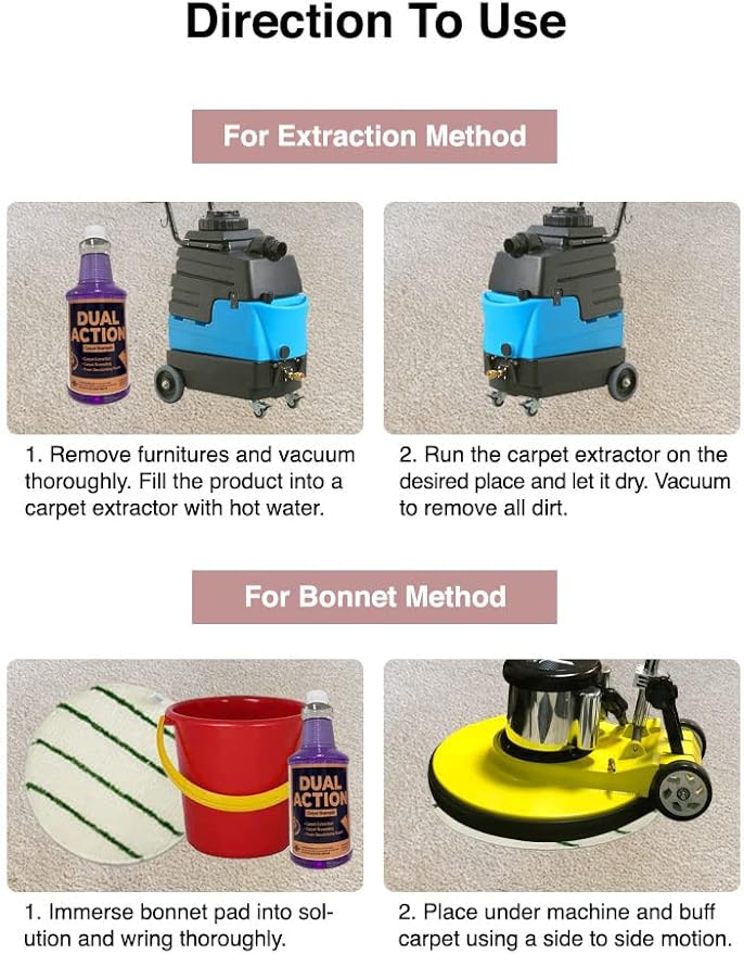 Dual Action Carpet & Bonnet Shampoo, Deodorizing, Carpet Extraction, 1 Gal