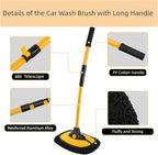 Car Wash Brush with Long Handle, 15°Curved Car Cleaning Brush with Extension Pole Scratch Free, Microfiber Exterior Cleaning Mop Mitt for Washing Roof Truck Camper SUV (3)